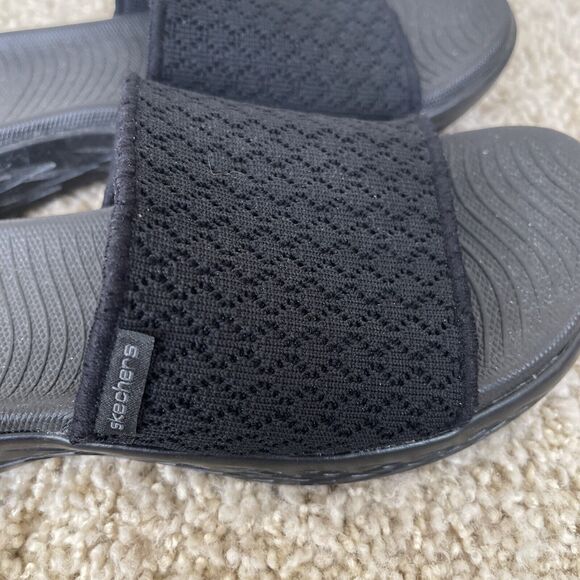 Skechers Goga Max Black Mesh Slides Sandals - Womens Sz 8M - Picture 4 of 11